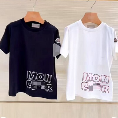 mc 男女童黑色白色印花短袖T恤