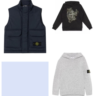 ST 石头 25新款 男女童 夹棉马甲 毛衣 带帽卫衣