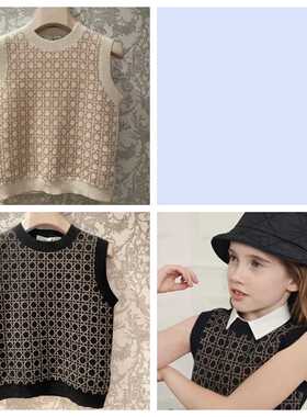 D家 藤格纹 女童马甲背心