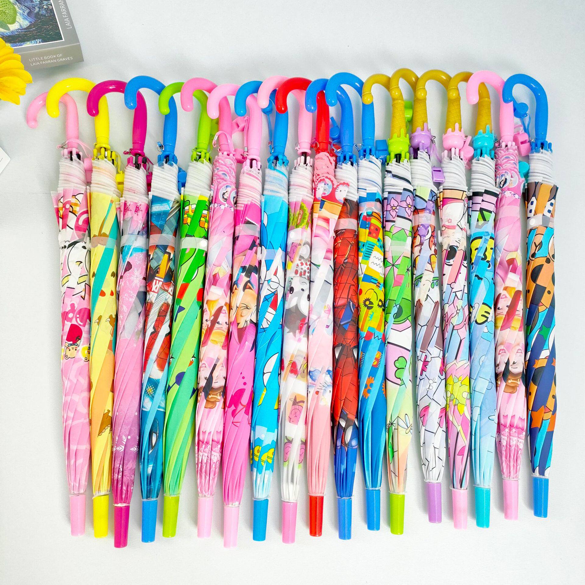 外贸原单学生伞儿童雨伞卡通动漫幼儿园小孩伞半自动