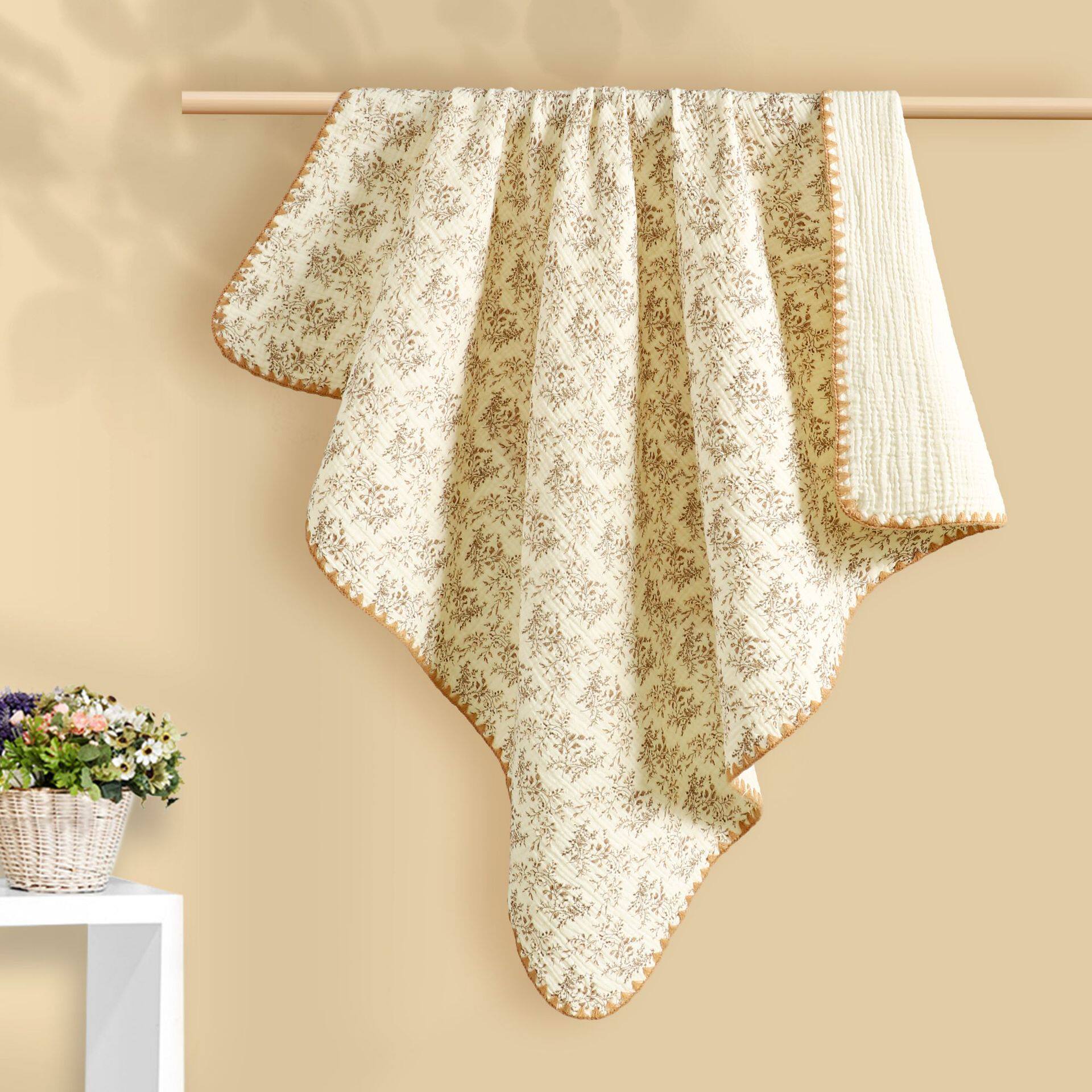 新生婴儿盖毯纯棉纱布宝宝安抚豆豆毯幼儿园儿童午睡四季小毯子