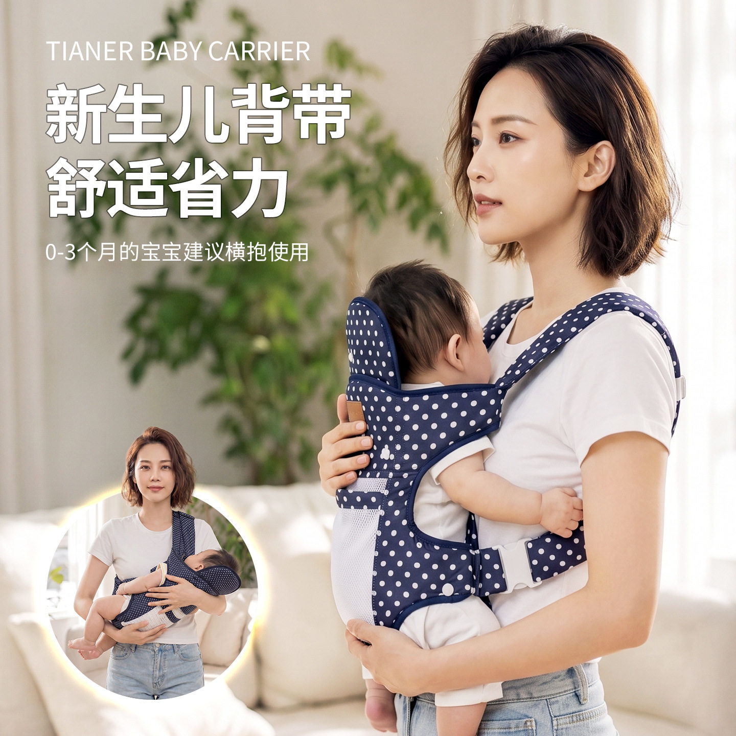 婴儿背带前抱式软背带简易透气老式网款双肩广东横抱式宝宝抱带袋