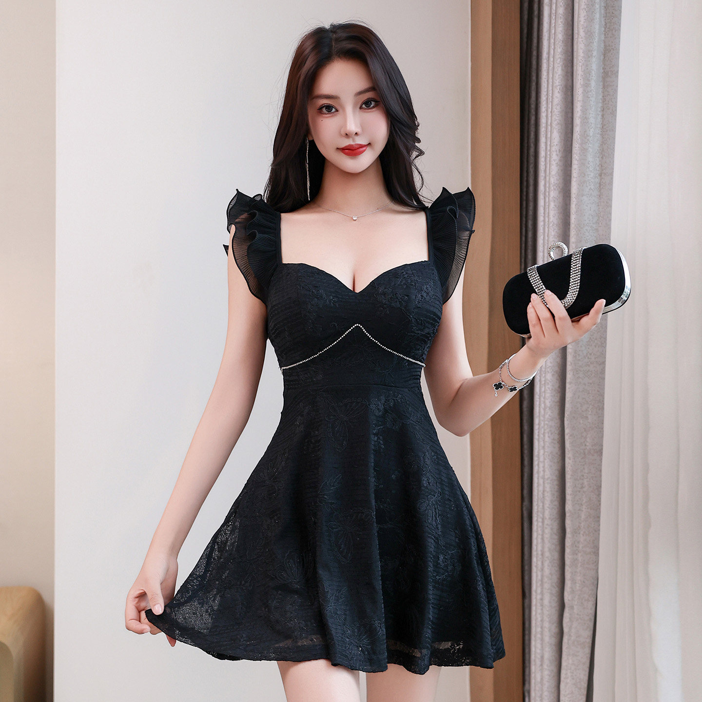 夜场女装性感连衣裙收腰显瘦a字裙低胸露背夜总会上班衣服工作服图片