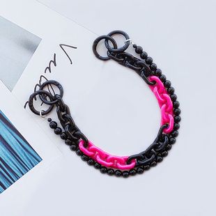 黑色亚克力环形扣圈环包包装饰链条彩色挂链U型扣链通用百搭挂件