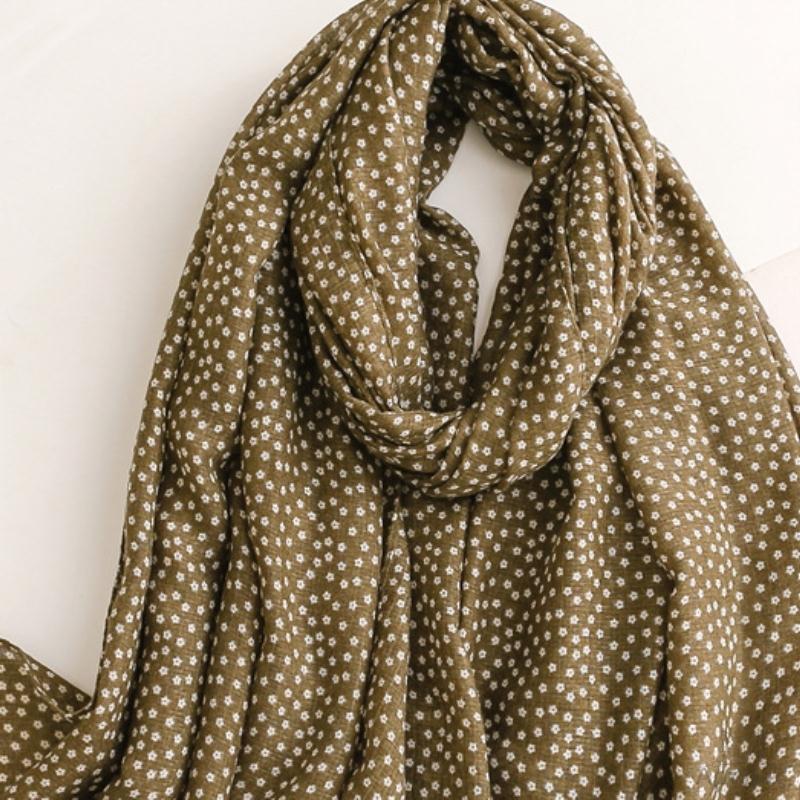 柔软棉麻围巾小花加厚披肩流苏丝巾女Women fringed scarf shawl