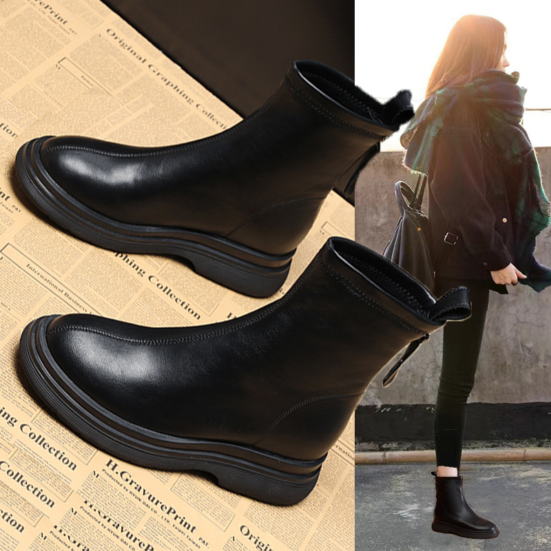 内增高马丁靴女春秋季2025新款单靴爆款短靴超火小个子厚底瘦瘦靴