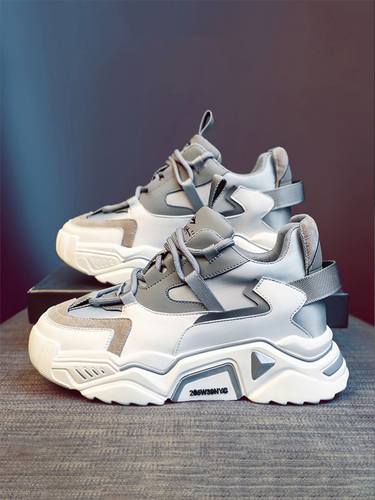 真皮内增高小白鞋女2025年秋冬新款厚底运动老爹鞋子爆款休闲女鞋