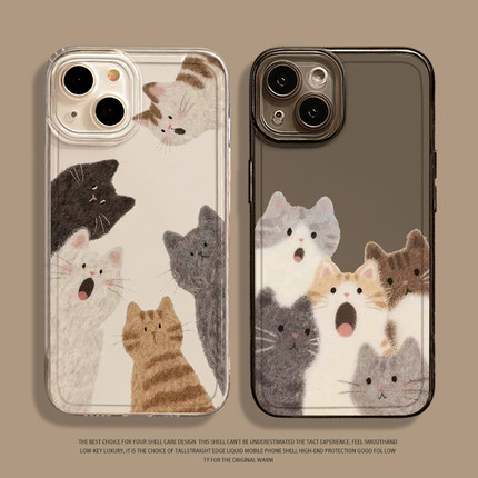 探头小猫手机壳适用华为pura80透明mate70pro情侣nova14新款p60猫咪13可爱50小众40透明12女30男11软15/9/8/7