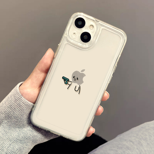 适用iPhone15苹果14promax手机壳13新款12mini情侣11pro简约x男女xs趣味17开枪火柴人xr透明16全包防摔plus软