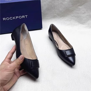 牛皮方扣浅口单鞋 Rockport 乐步百搭舒适尖头方跟女鞋 春秋新款 M版