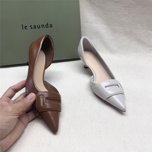 le saunda/莱尔斯丹5M撤柜优雅尖头细跟时装女鞋新款羊皮侧空单鞋