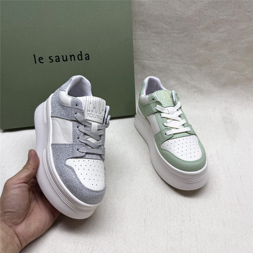 le saunda/莱尔斯丹5M正品撤柜厚底舒适休闲板鞋女春新款牛皮单鞋