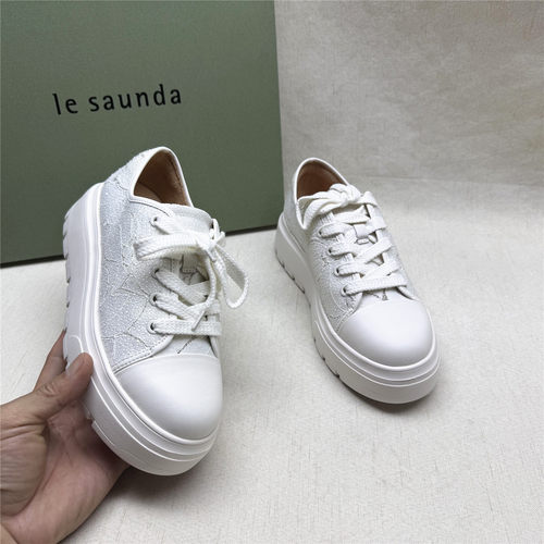 le saunda/莱尔斯丹5M正品撤柜时尚厚底圆头休闲女鞋新款织物单鞋