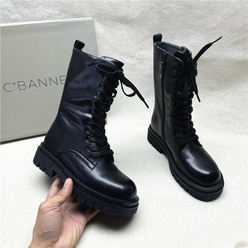 C.BANNER/千百度马丁靴真皮橡胶