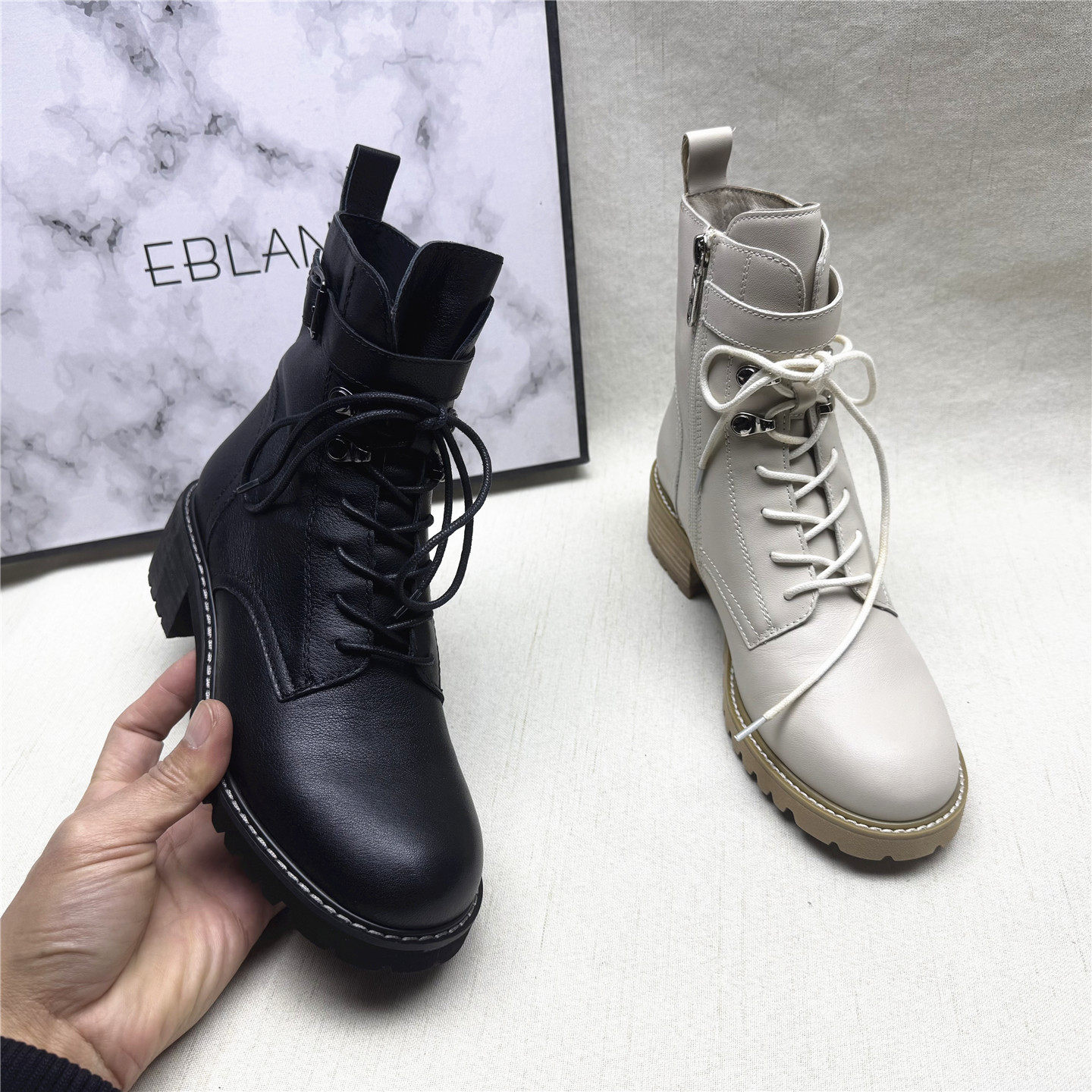 商场撤柜正品时尚皮带扣方跟圆头马丁靴女秋冬新款牛皮侧拉链短靴,女鞋,马丁靴,淘宝优惠券,粉丝福利购,淘宝优惠卷