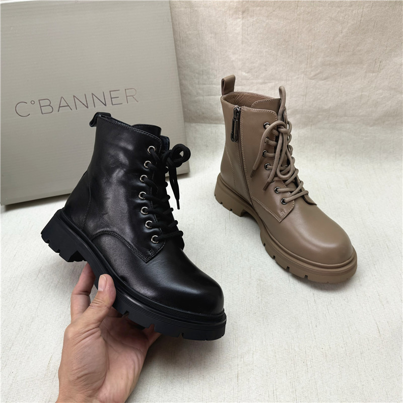 C.BANNER/千百度马丁靴加绒橡胶