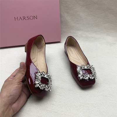 哈森品牌正品一脚蹬真皮女单鞋