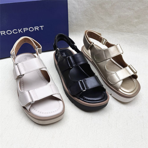 Rockport/乐步撤柜正品时尚厚底舒适时装鞋女夏季新款魔术贴凉鞋M