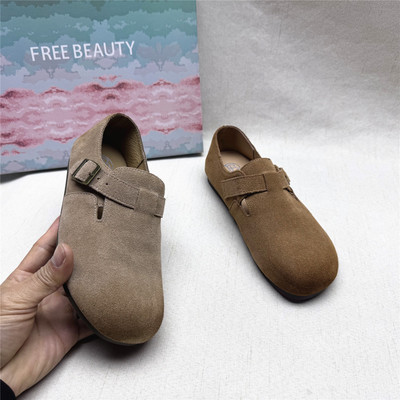 FREEBEAUTY自由姿色正品撤柜复古软底软面勃肯鞋女新款牛剖层单鞋