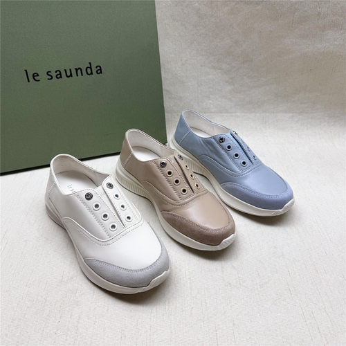 le saunda/莱尔斯丹5M正品撤柜时尚厚底两穿小白鞋女新款羊皮单鞋