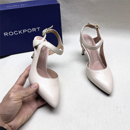 Rockport/乐步正品撤柜尖头高跟时装鞋女夏新款牛皮包头凉鞋清仓M