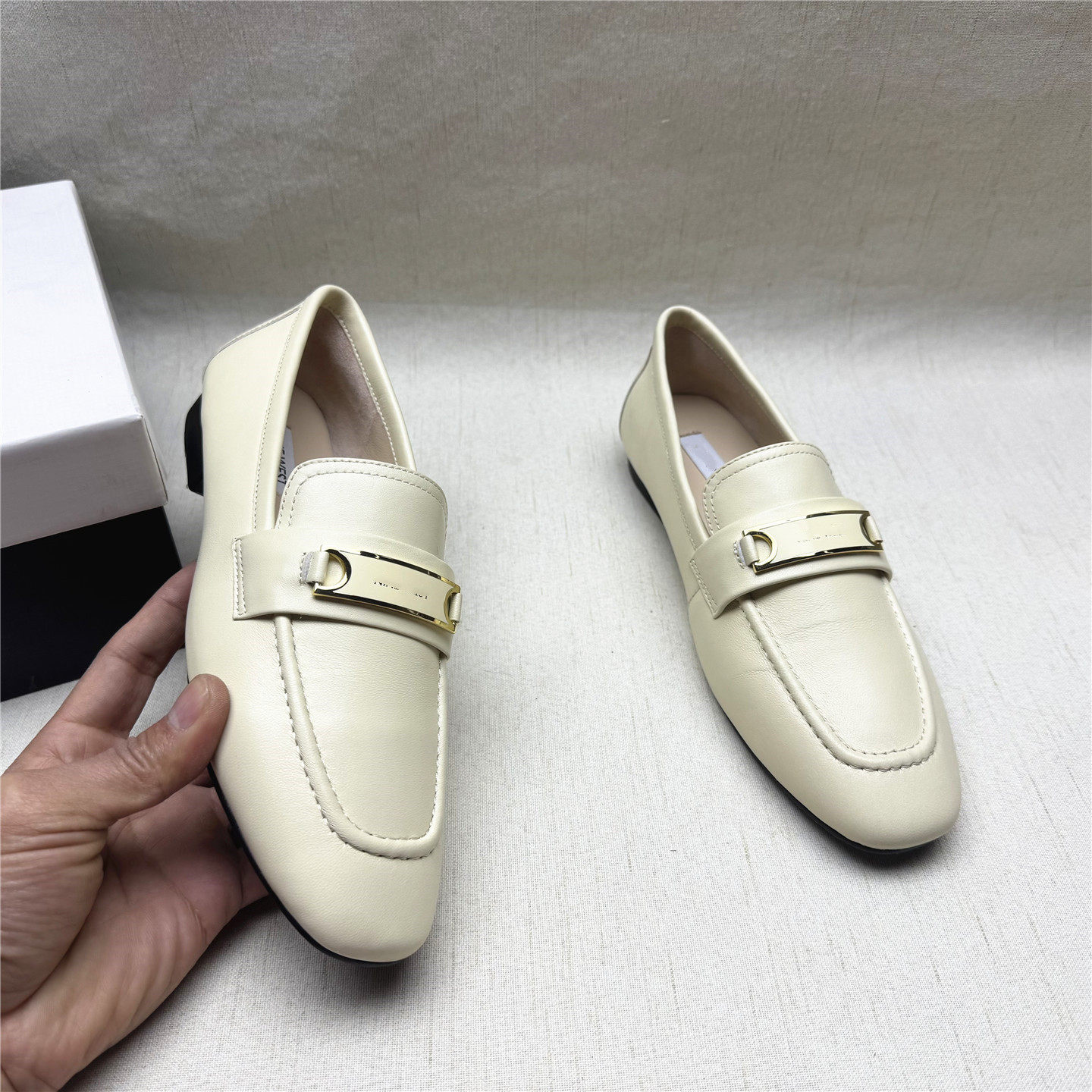 美国轻奢品牌正品撤柜百搭低跟方头乐福鞋女春秋新款羊皮浅口短靴,女鞋,乐福鞋（豆豆鞋）,淘宝优惠券,粉丝福利购,淘宝优惠卷