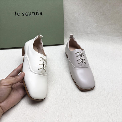 le saunda/莱尔斯丹5M正品撤柜英伦方头低跟德比女鞋新款羊皮单鞋