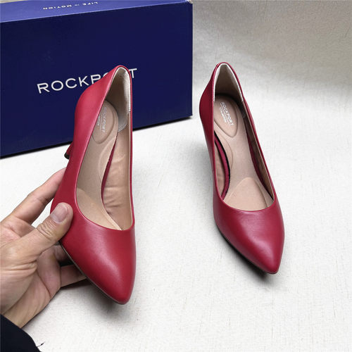 Rockport/乐步正品撤柜尖头高跟时装鞋女春新款牛皮舒适单鞋清仓M