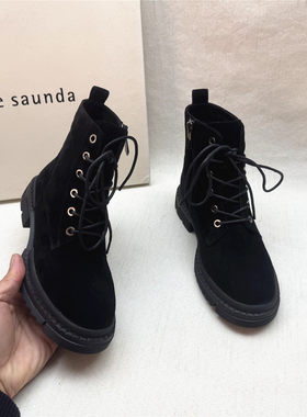莱尔斯丹正品真皮加绒保暖马丁靴