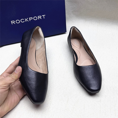 Rockport/乐步正品撤柜低跟方头舒适时装鞋女春新款羊皮单鞋清仓W