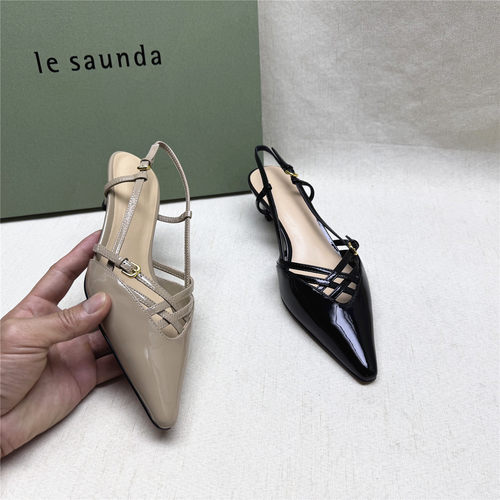 le saunda/莱尔斯丹正品法式气质镂空不累脚女鞋新款牛皮包头凉鞋