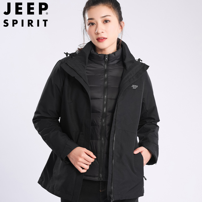 JEEP SPIRIT冲锋衣男女三合一两件套秋冬季加厚登山服1006-1006B