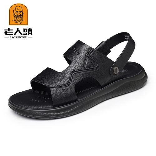 老人头夏季新款外穿凉鞋男款涉水防滑耐磨沙滩拖鞋男士HB6E002-1