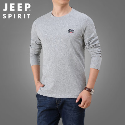 JEEP SPIRIT春秋圆领长袖T恤男运动宽松卫衣男潮牌打底衫HL2030