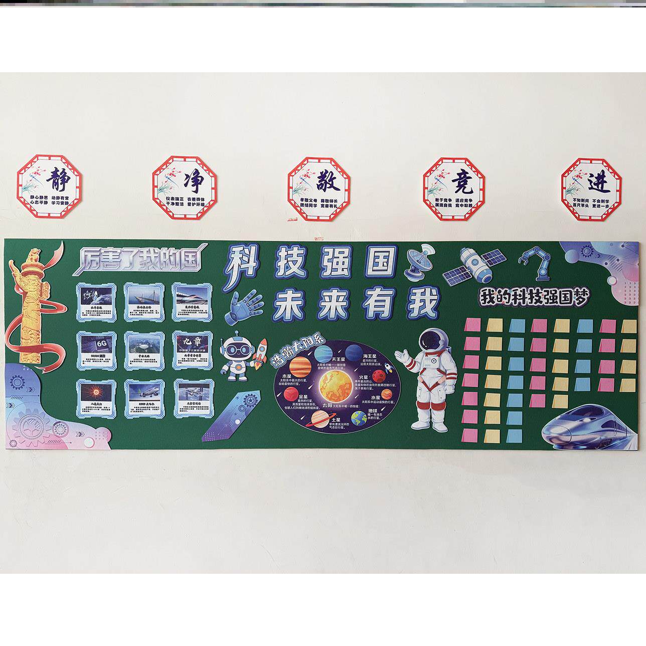 火箭太空机器人班级中小学科技主题教室布置创意造未来墙贴黑板报