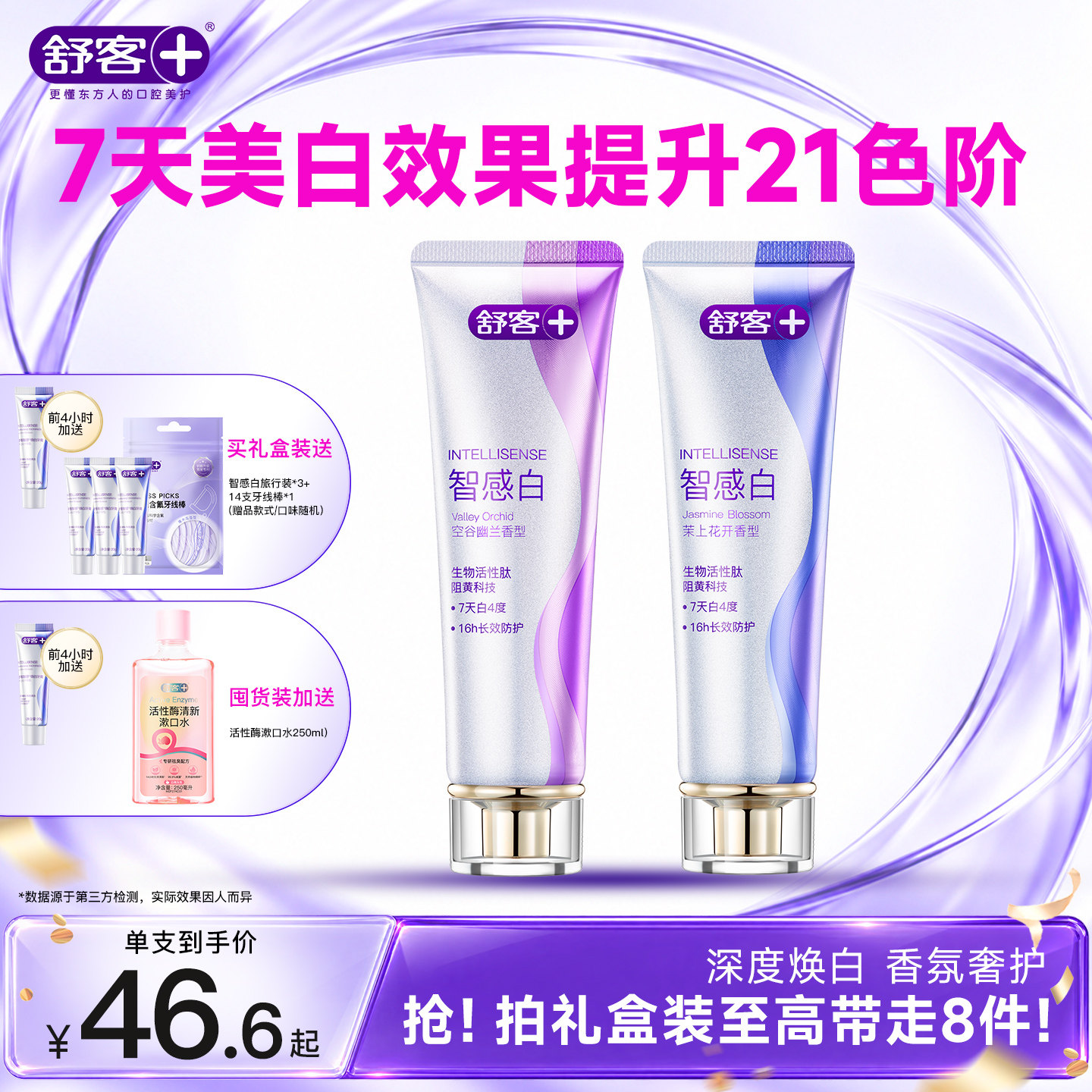 【双11大促】舒客智感白美白香氛牙膏去黄阻黄去渍清新官方店