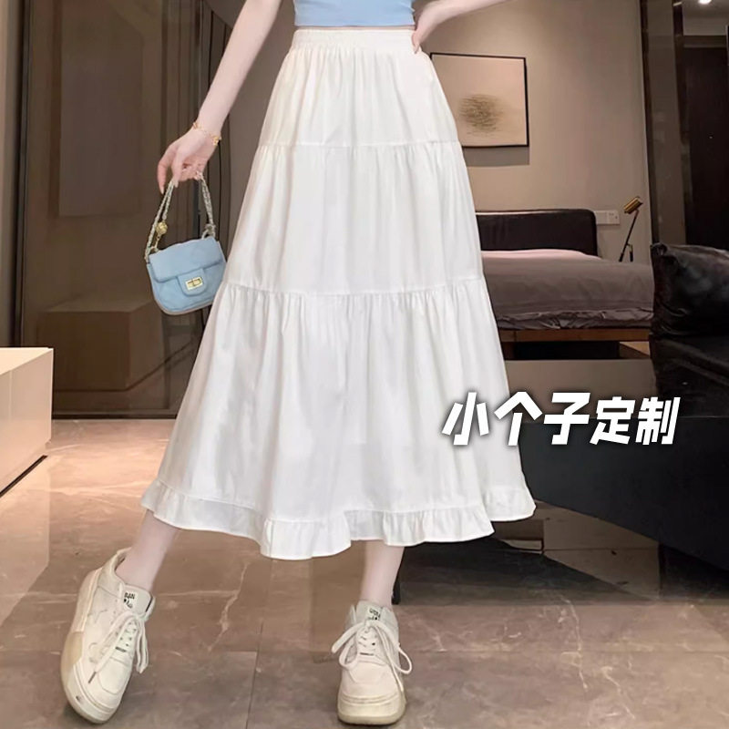 150小矮个子温柔风荷叶边半身裙女夏法式蛋糕裙高腰a字中长款伞裙