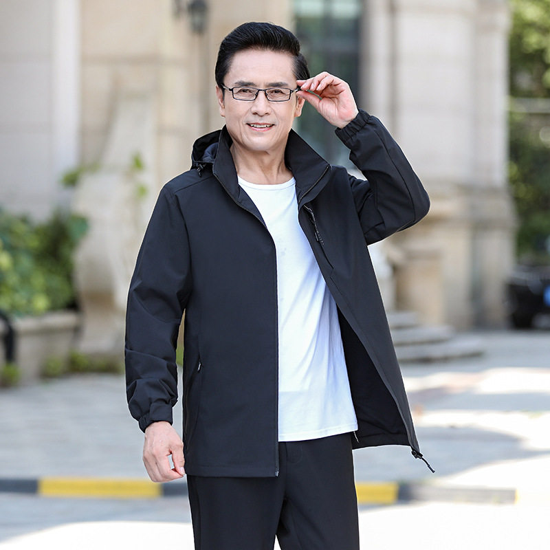 中老年人男装爸爸中老年外套男士老人上衣50-60外套春秋款春装