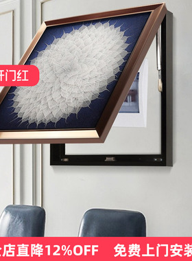 瑞杰 电表箱画《菩提树叶》推拉液压配电源画 遮挡开关立体装饰画