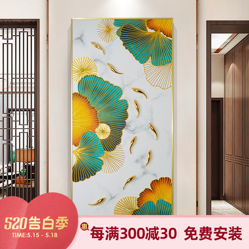 瑞杰  手绘油画《九鱼荷香》走廊过道装饰画 玄幻壁画花卉立体画图片