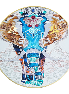 纯手工镶钻珐琅彩圆形挂画