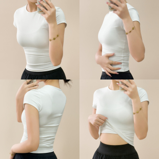 蓝小可Blue修身 T恤 圆领瑜伽服透气速干运动上衣跑步健身打底短袖