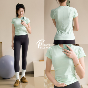 蓝小可Blue夏季 速干显瘦健身T恤 运动上衣瑜伽服女高弹力健身短袖
