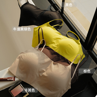 和美固定杯无痕细肩带美背内衣女薄款细肩带裹胸交叉露背无痕抹胸