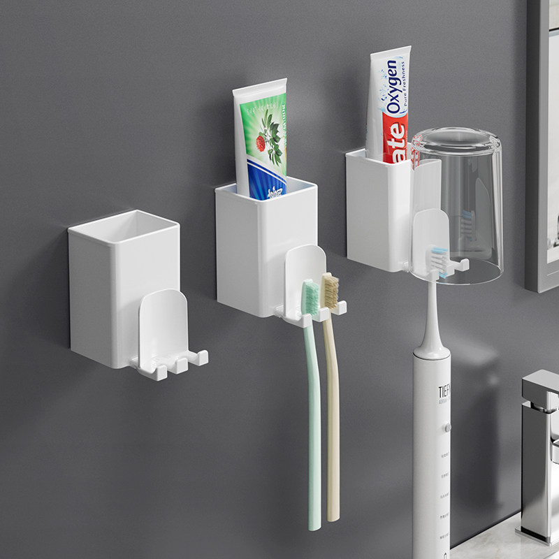 牙刷置物架壁挂式免打孔浴室卫生间漱口杯套装牙刷架简约牙刷杯