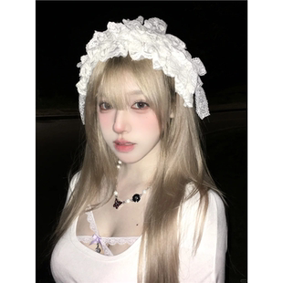 优雅白色蕾丝lolita发饰女可爱甜美洛丽塔头饰生成色lo娘女仆发带