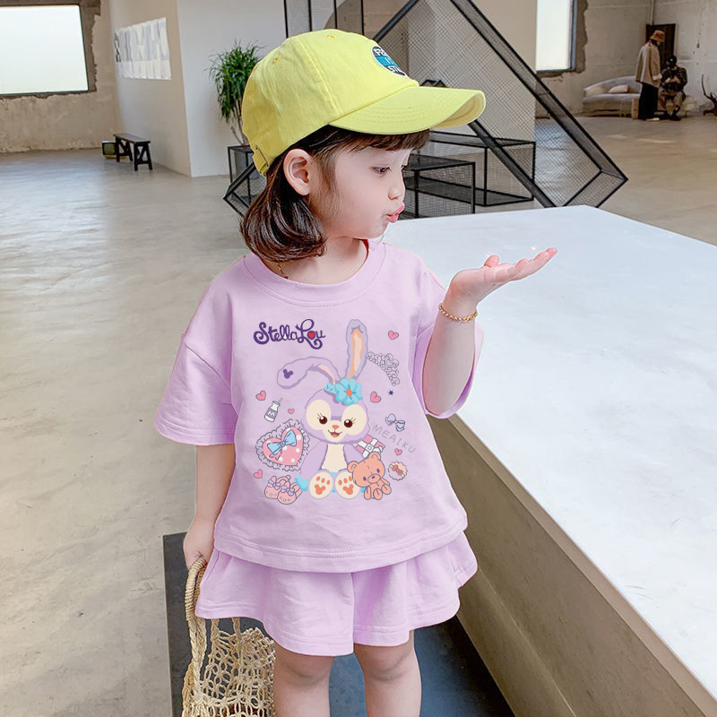 女童套装夏季新款儿童卡通星黛露短袖短裤两件套女宝纯棉衣服童装
