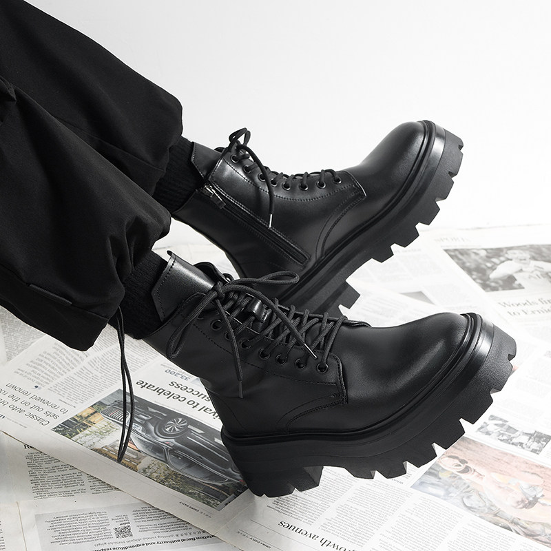 厚底增高7cm马丁靴男款