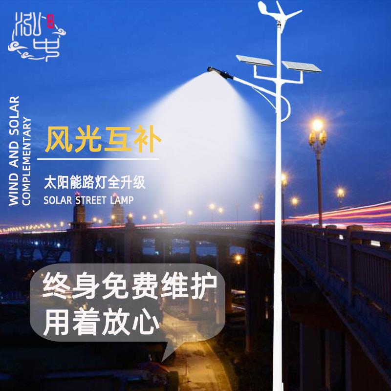 8米60w风力发电机太阳能灯 通宵亮灯LED一体化风光互补太阳能路灯