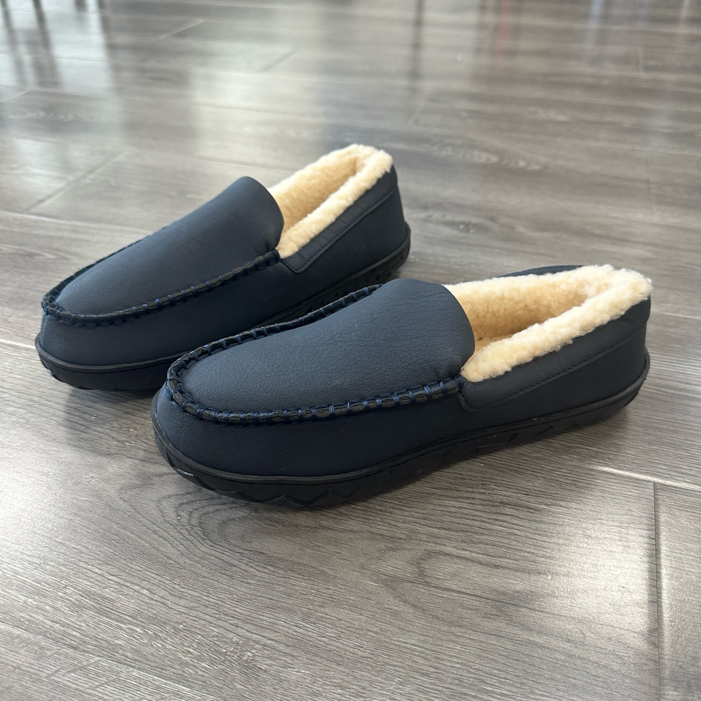 外贸单 男士冬季加绒保暖棉鞋 一脚蹬懒人鞋男士大码居家休闲鞋